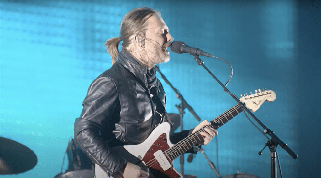 Radiohead performing at Coachella 2012.